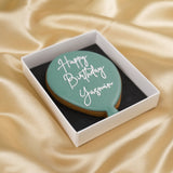 Personalised Happy Birthday Teal Balloon Biscuit