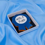 Personalised hand-iced Father's Day biscuit gift, royal blue rosette/plaque