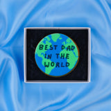 Hand-iced Best Dad in the World globe biscuit in gift box