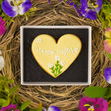 Personalised Happy Easter Floral Heart Iced Biscuit