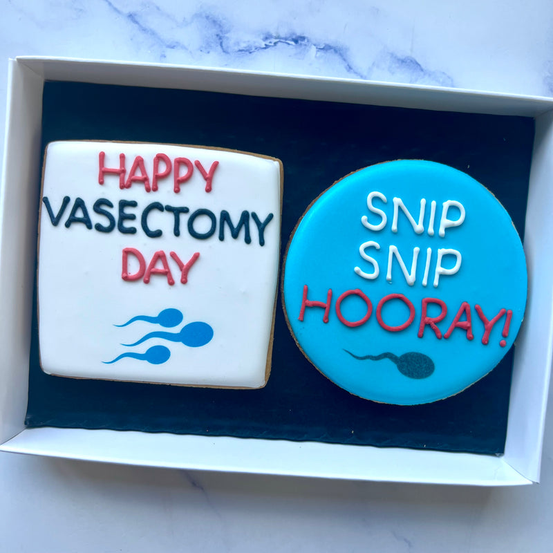 Vasectomy Biscuits Set of 2: "Happy Vasectomy Day"