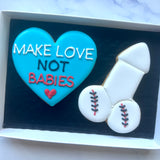 Vasectomy Biscuits Set of 2: "Make Love Not Babies"