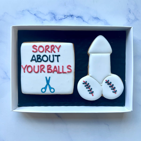 Vasectomy Biscuits Set of 2: "Sorry About Your Balls"