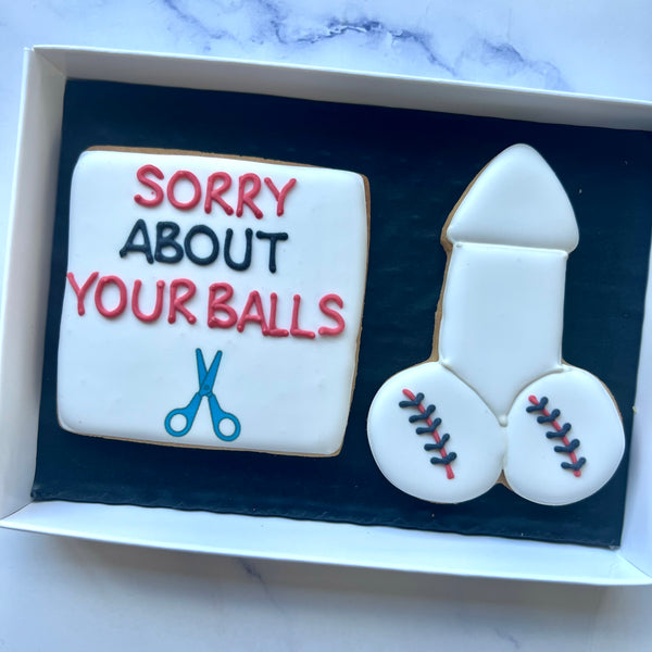 Vasectomy Biscuits Set of 2: "Sorry About Your Balls"