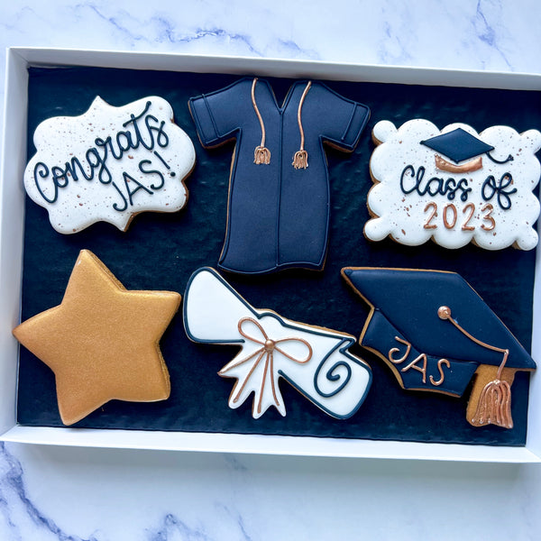 Coffret cadeau complet de remise de diplôme – 6 biscuits glacés