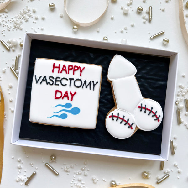 Caja de 2 galletas de vasectomía: Willy y “Feliz día de la vasectomía”