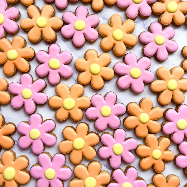 Mini Daisy Iced Biscuits.