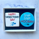 Vasectomy Biscuits Set of 2: "Happy Vasectomy Day"