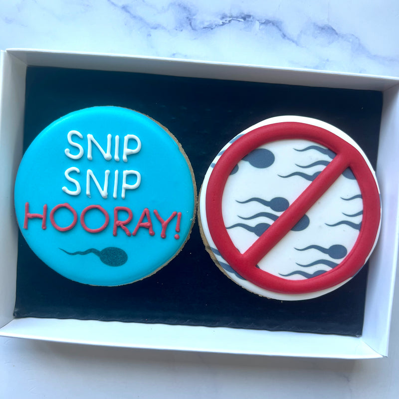 Vasectomy Biscuits Set of 2: "Snip-Snip Hooray"