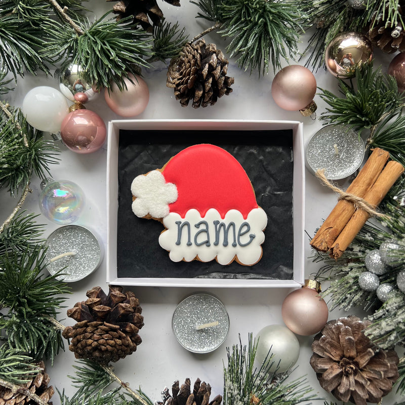 Personalised Christmas Santa Hat Biscuit