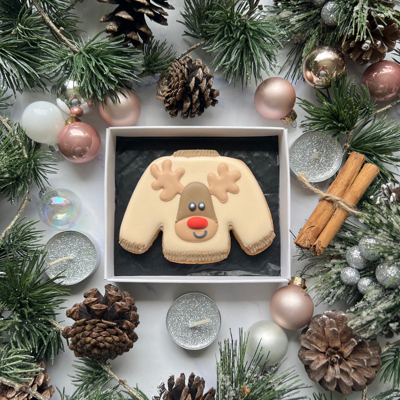 Reindeer Christmas Jumper Biscuit