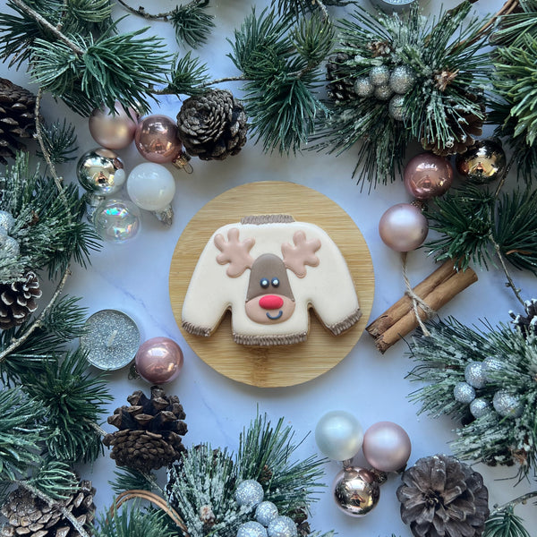 Reindeer Christmas Jumper Biscuit