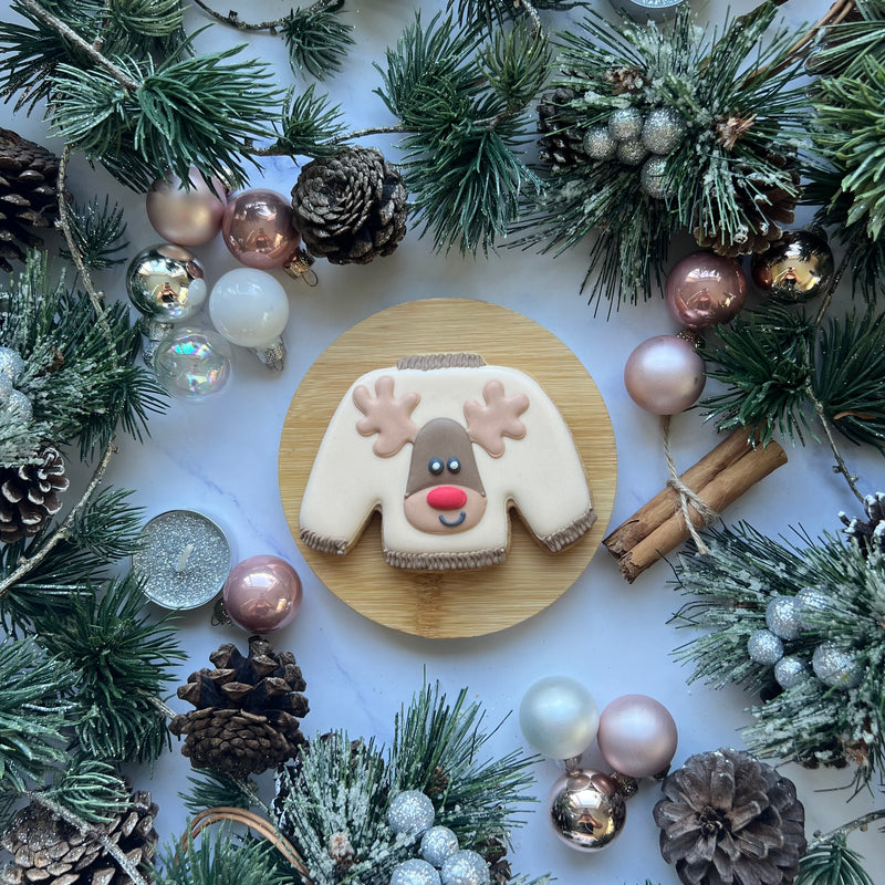 Reindeer Christmas Jumper Biscuit