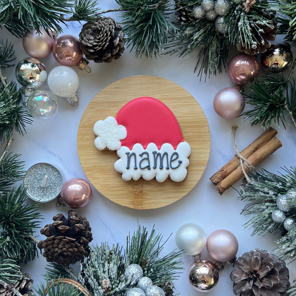 Personalised Christmas Santa Hat Biscuit