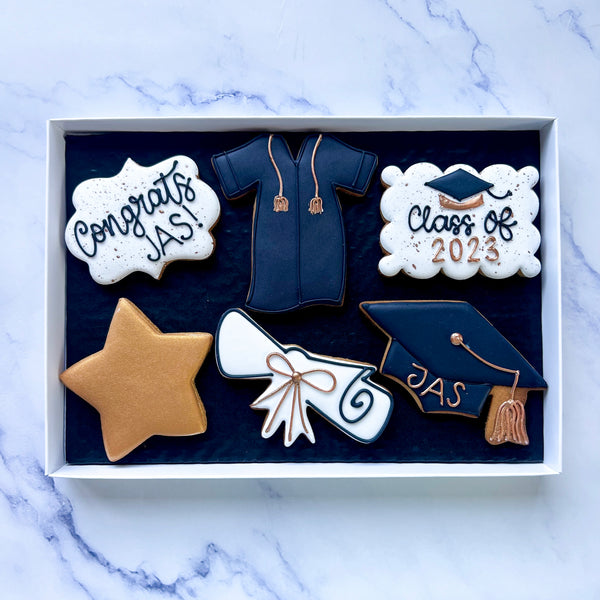 Coffret cadeau complet de remise de diplôme – 6 biscuits glacés