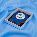 Hand-piped No.1 Dad Father's Day biscuit in white gift box