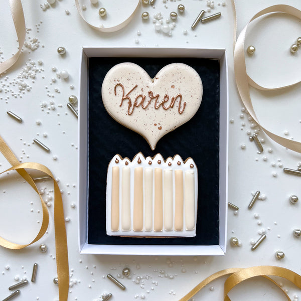 Ivory Box of 2 Birthday Biscuits