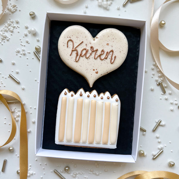 Ivory Box of 2 Birthday Biscuits
