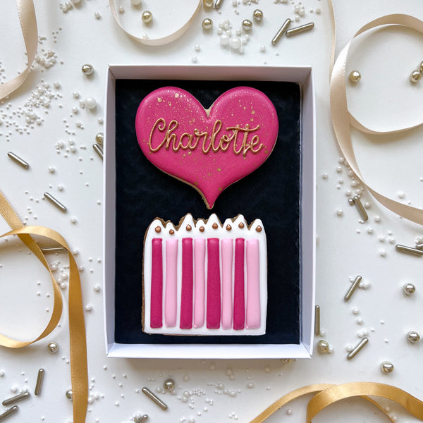 Pink Box of 2 Birthday Biscuits