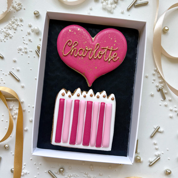 Pink Box of 2 Birthday Biscuits