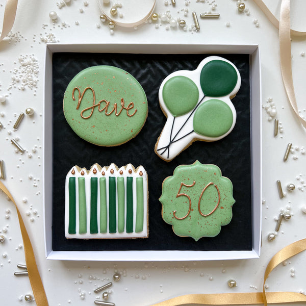 Galletas de cumpleaños para él - Caja de 4