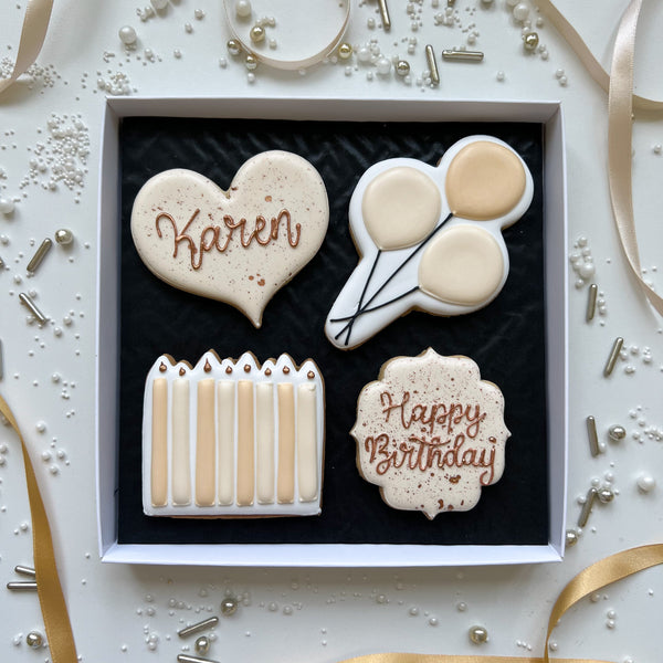 Ivory Box of 4 Birthday Biscuits