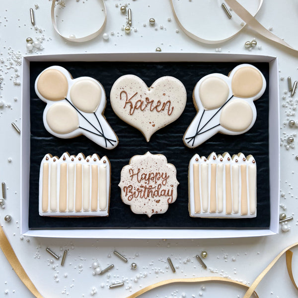 Ivory Box of 6 Birthday Biscuits