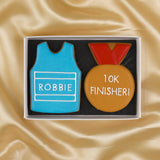 Personalised 10km Run Bib & Medal Iced Biscuit Gift Box