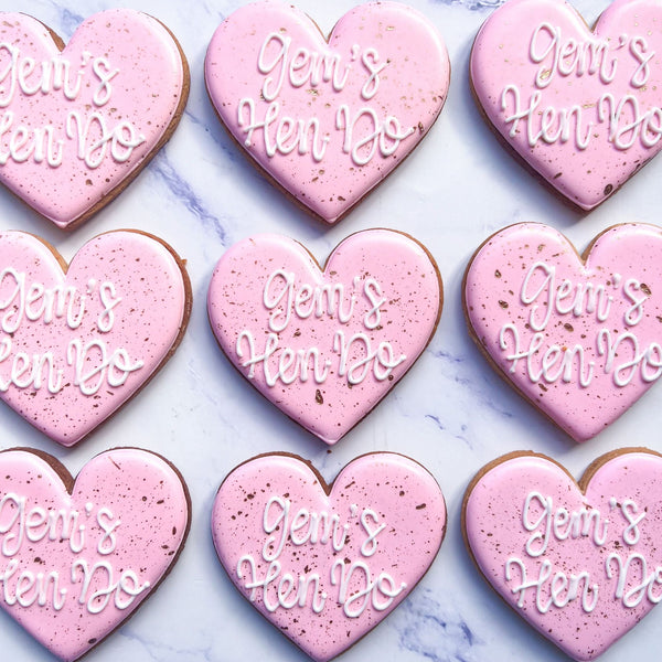 Hen Party Favour Biscuits - Gold Speckled Heart Bundles