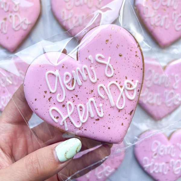 Hen Party Favour Biscuits - Gold Speckled Heart Bundles