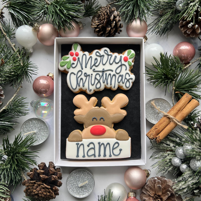 Personalised Reindeer Biscuit Set